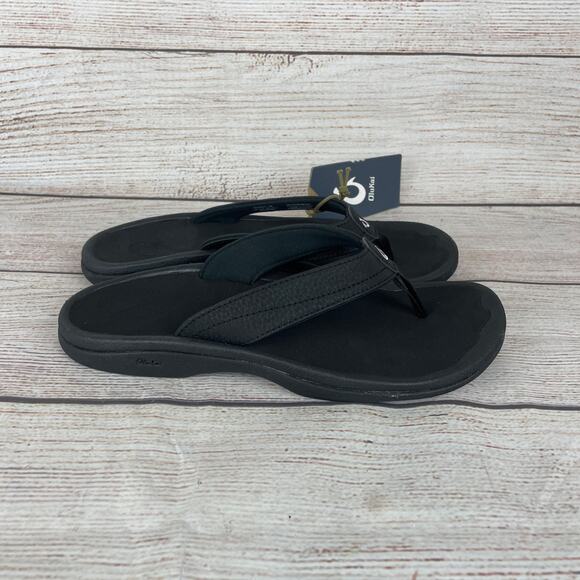 Olukai Ohana Womens Size 7 Flip Flop Sandals Black - Picture 5 of 11